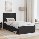vidaXL Ágykeret fejtámlával Fekete 90 x 200 cm Tömör fenyőfa