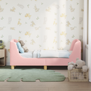 vidaXL Gyerekágy keret fejtámlával Rózsaszín 70 x 140 cm Bouclé