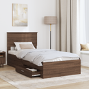 vidaXL Ágykeret fejtámlával Barna tölgy és ezüst 75 x 190 cm Faanyag