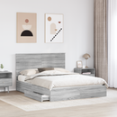 vidaXL Tárolós Ágy fejtámlával Szürke Sonoma 150 x 200 cm Faanyag
