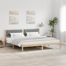 vidaXL Ágykeret fejtámlával Világosszürke 200 x 200 cm Tömör fenyőfa