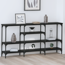 vidaXL Konzolasztal polcokkal Musta tammi 160 x 29 x 80 cm Faanyag