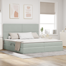 vidaXL Ágy tárolóval és matraccal Világosszürke 200 x 200 cm Bársony