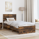 vidaXL Ágykeret fejtámlával Füstölt tölgy 90 x 200 cm Faanyag