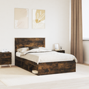 vidaXL Ágykeret fejtámlával Füstölt tölgy 135 x 190 cm Tömör fenyőfa