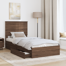 vidaXL Tárolós Ágy fejtámlával fiókkal Barna Tölgy 75 x 190 cm Faanyag