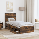 vidaXL Ágykeret fiókkal tárolóval Füstölt tölgy 75 x 190 cm Mérnöki Fa