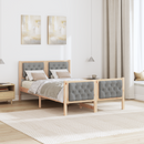 vidaXL Ágykeret fejtámlával Világosszürke 120 x 190 cm Tömör fenyőfa