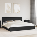 vidaXL Tárolós Ágy fejtámlával fiókkal Fekete 200 x 200 cm Faanyag