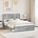 vidaXL Ágykeret tárolóval és fejtámlával Szürke Sonoma 160 x 200 cm