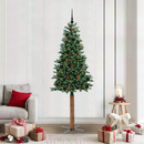 vidaXL Karcsú karácsonyfa 300 LED-del Zöld 210 cm PVC és tömör fenyőfa