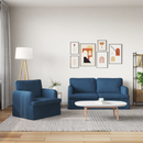vidaXL Kanapé Szett 2 pcs Kék 162 x 80 x 85 cm szövet