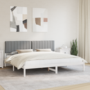 vidaXL Ágykeret Kárpitozott Fejtámlával Világosszürke 200 x 200 cm