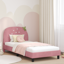 vidaXL Gyerekágy kerettel fejtámlával Rózsaszín 90 x 200 cm Bársony
