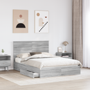 vidaXL Tárolós Ágy fejtámlával Szürke Sonoma 150 x 200 cm Faanyag