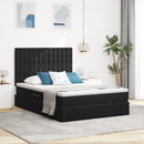 vidaXL Ágy tárolóval és matraccal Fekete 140 x 190 cm Bársony
