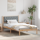 vidaXL Ágykeret fejtámlával Világosszürke 100 x 200 cm Tömör fenyőfa