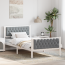 vidaXL Ágykeret fejtámlával Világosszürke 100 x 200 cm Tömör fenyőfa