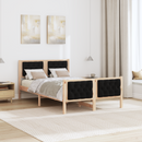 vidaXL Ágykeret fejtámlával Fekete 135 x 190 cm Tömör fenyőfa