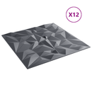 vidaXL Fali panelek 12 pcs Ametiszt Szürke 50 x 50 cm XPS Hab