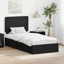 vidaXL Tárolós Ágy fejtámlával fiókkal Fekete 90 x 190 cm Faanyag