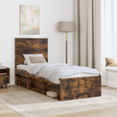 vidaXL Ágykeret fejtámlával Füstölt tölgy 75 x 190 cm Tömör fenyőfa
