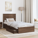 vidaXL Tárolós Ágy fejtámlával fiókkal Barna Tölgy 75 x 190 cm Faanyag