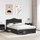vidaXL Ágykeret fejtámlával fiókkal Fekete 140 x 190 cm Faanyag