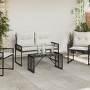 vidaXL Kültéri Asztal Fekete 80 x 40 x 40 cm PE Rattan és Üveg