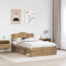 vidaXL Ágykeret fejtámlával Művészi tölgy 120 x 200 cm Tömör fenyőfa
