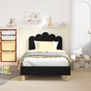 vidaXL Gyerekágy kerettel fejtámlával Fekete 80 x 160 cm Szövet