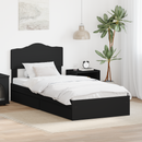 vidaXL Tárolós Ágy fejtámlával fiókkal Fekete 90 x 190 cm Faanyag