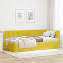 vidaXL Sarokágy keret fejtámlával Sárga 100 cm x 200 cm Bársony