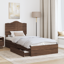 vidaXL Tárolós Ágy fiókkal fejtámlával Barna Tölgy 70 x 190 cm Faanyag