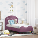 vidaXL Gyerekágy keret fejtámlával Lila 70 x 140 cm Bársony