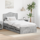 vidaXL Ágykeret fiókkal tárolóval Beton Szürke 75 x 190 cm Mérnöki Fa