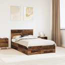 vidaXL Ágykeret fiókkal fejtámlával Antik Fa 120 x 190 cm Szerelt Fa