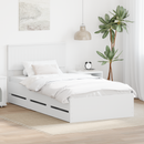 vidaXL Ágykeret fiókkal fejtámlával Fehér 100 x 200 cm Mérnöki Fa