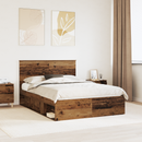 vidaXL Ágykeret fejtámlával Öreg fa 135 x 190 cm Tömör fenyőfa