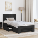 vidaXL Ágykeret fejtámlával Fekete 80 x 200 cm Faanyag