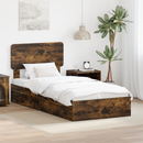 vidaXL Tárolós Ágy fejtámlával Füstölt tölgy 100 x 200 cm Faanyag