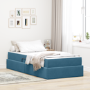 vidaXL Ágy tárolóval és matraccal Sötét kék 90 x 190 cm Bársony