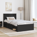vidaXL Ágykeret fejtámlával Fekete 100 x 200 cm Tömör fenyőfa