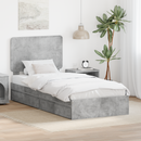 vidaXL Tárolós Ágy fejtámlával Beton Szürke 75 x 190 cm Faanyag