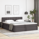 vidaXL Ágy tárolóval és LED lámpával leddel Szürke 180 x 200 cm Műbőr