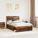 vidaXL Ágykeret fejtámlával Öreg fa 120 x 190 cm Tömör fenyőfa