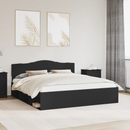 vidaXL Ágykeret fejtámlával Fekete 180 x 200 cm Tömör fenyőfa
