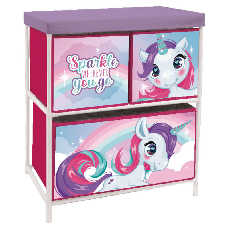 Unikornis Sparkle játéktároló állvány 3 rekeszes 53x30x60 cm, J-ADX16162ZK