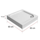 Klonberg 80x80 cm-es szögletes akril zuhanytálca