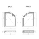 Favorit HEDO zuhanytálca íves aszimmetrikus JOBBOS - szaniter akril - 115 x 90 cm